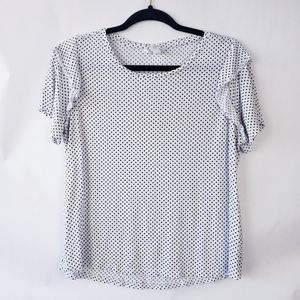 Hm Womens Polka Dot Blouse Ruffle Stretch Medium